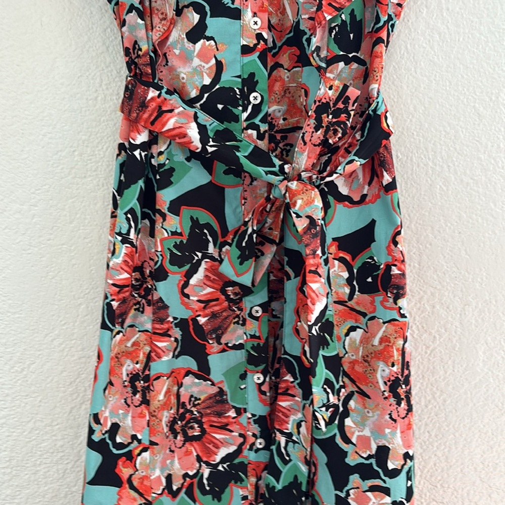 Anthropologie Maeve Flutter-Sleeve Floral Midi Button Down Shirt Dress Medium - Picture 9 of 14